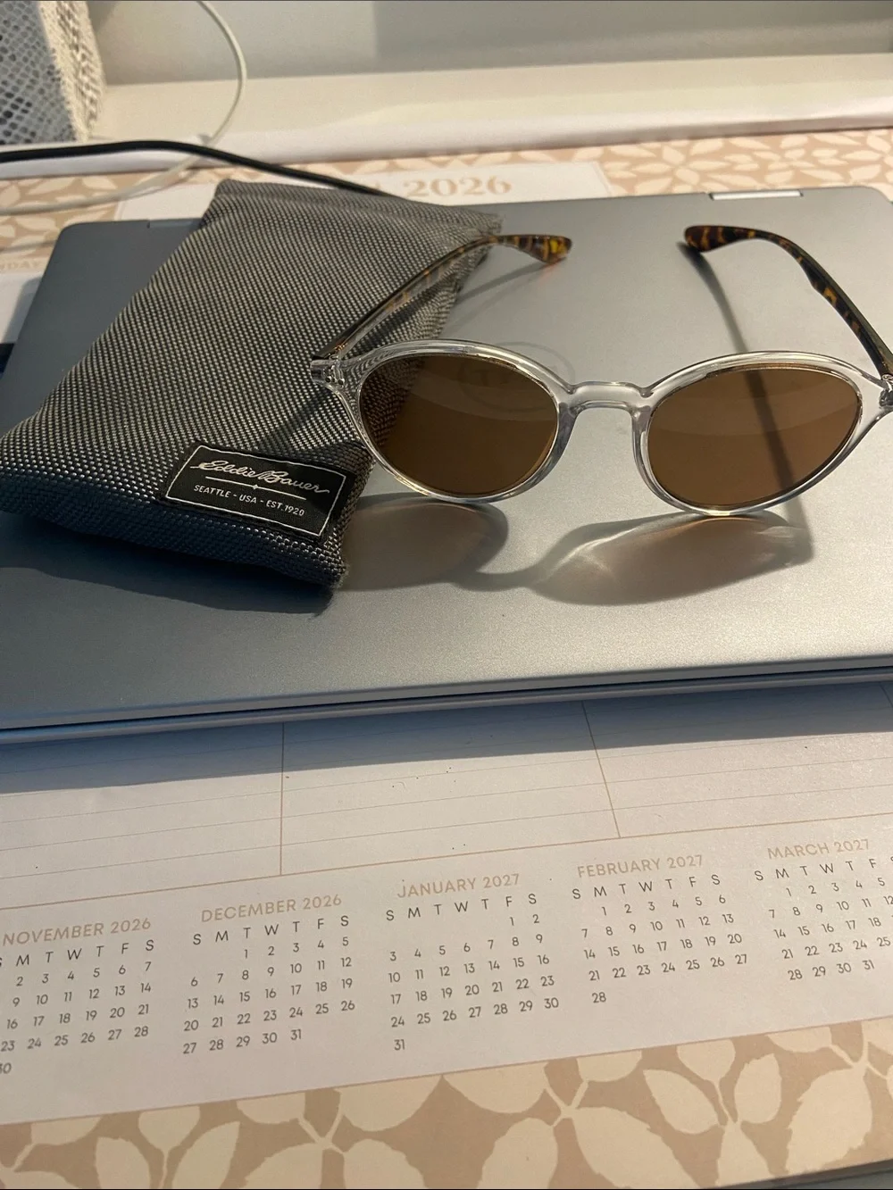 Eddie Bauer round sunglasses with soft case